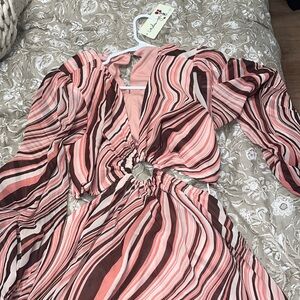 NWT Open Back Pink Maxi Dress High Low